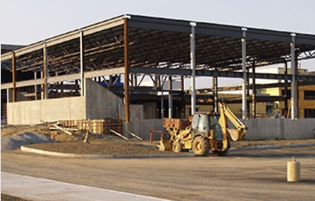 Steel frame of a commercial building under construction