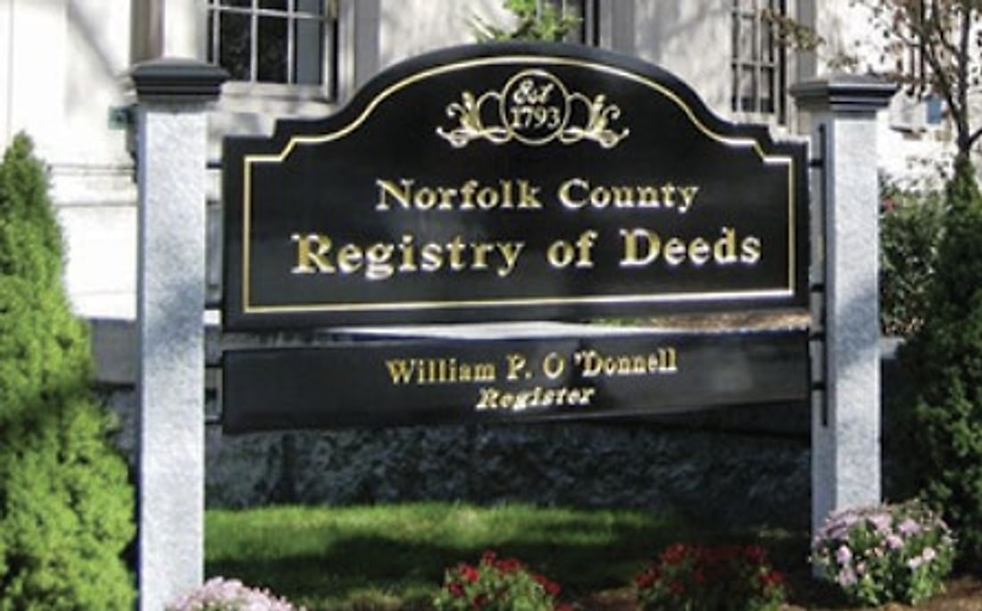 Sign at the Norfolk County Registry of Deeds